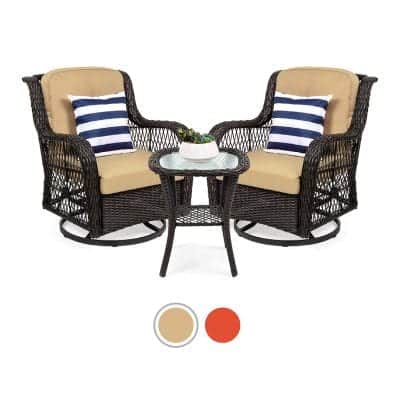 Best Choice Products 3 Pieces Outdoor Wicker Bistro Set
