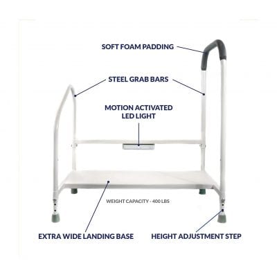 Step2Bed Adjustable Height $ LED Light Adults Bed Rails