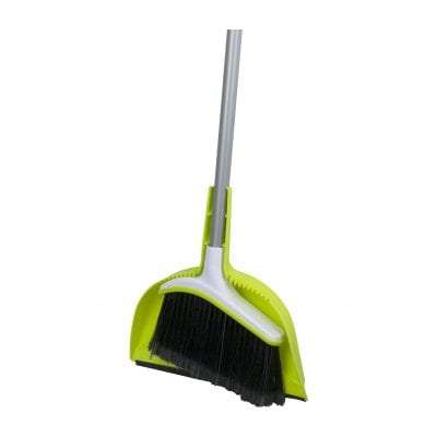 Casabella Basics Set Broom with Dustpan, Green and Silver