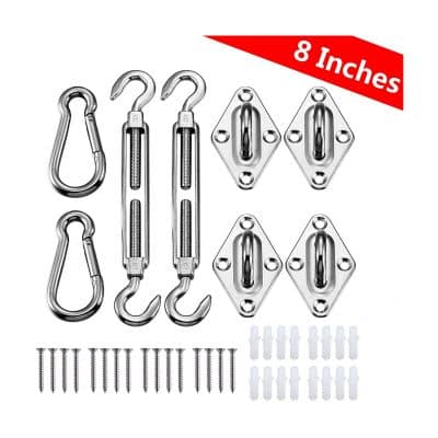 Ollieroo 8 Inches Silver Shade Sail Hardware Kit