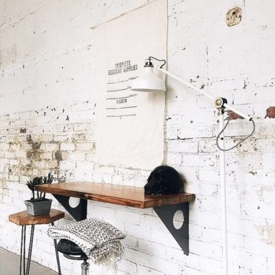 FOF Industrial Rustic Wall Mounted 47 x 14 Inches Table