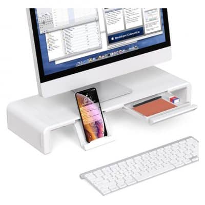 Foldable Monitor Stand Riser with Organizer Drawer