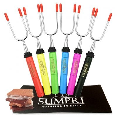 SUMPRI 6 Multicolored 34- Inch Marshmallow Roasting Sticks
