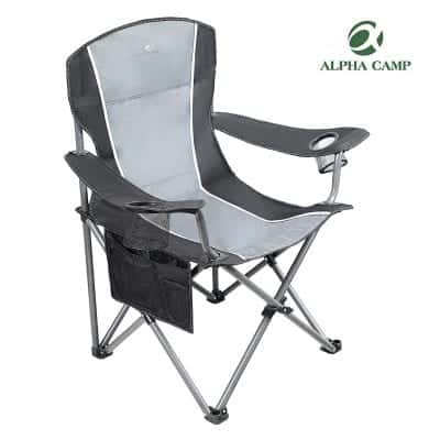 ALPHA CAMP Oversized 350LBS Heavy Duty Steel Tailgating Chair