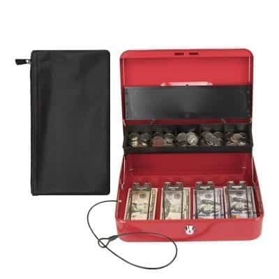KYODOLED Cash Box with Money Tray 11.81 x 9.45 x 3.54 Inches