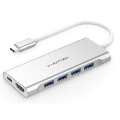 LENTION 4 USB 3.0 USB-C Hub Type C Charging Adapter