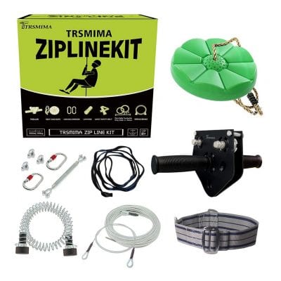 Trsmima 80Ft Zip Line 330lbs with Zip Line Spring Brake