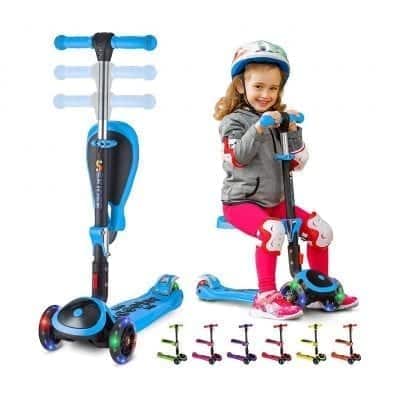 SKIDEE 3 Wheel Scooter for Kids Adjustable Height