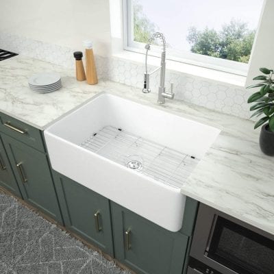 LOGMEY 30 Inches Farmhouse Kitchen Porcelain Sink