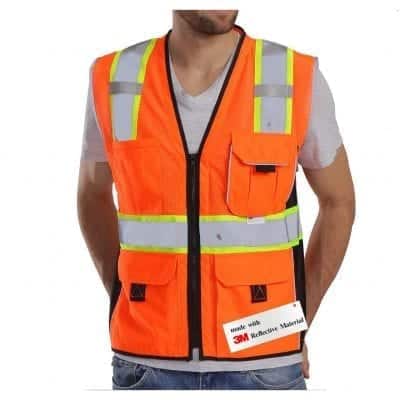 Dib Safety Vest Reflective Orange Mesh Visibility Vest